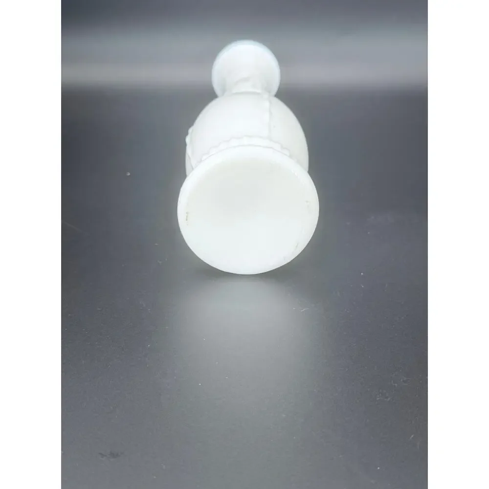 Vintage Hazel Atlas Milk Glass Bead & Stitch Bud Vase 10.5 in MCM